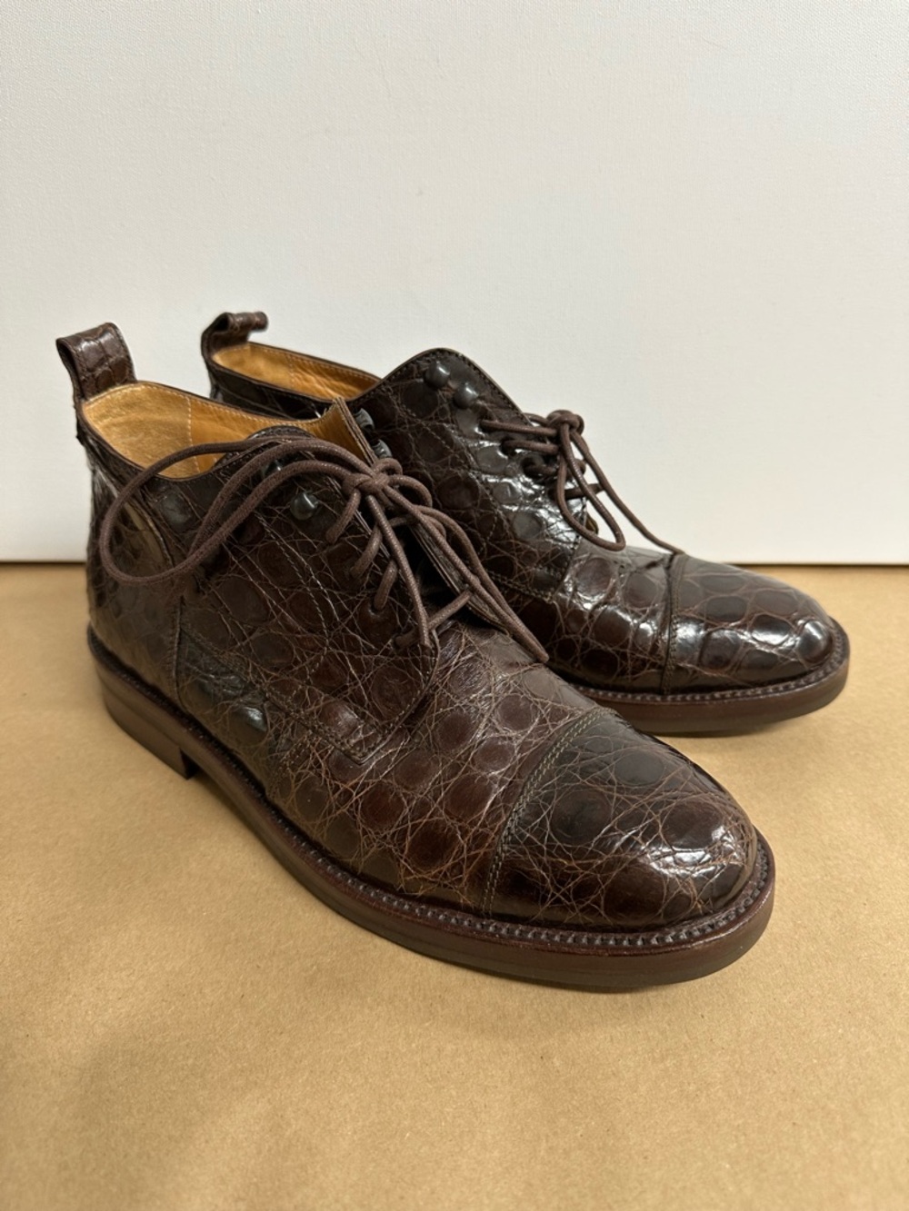 Ralph Lauren Brown Leather Lace-Up Dress boots RARE